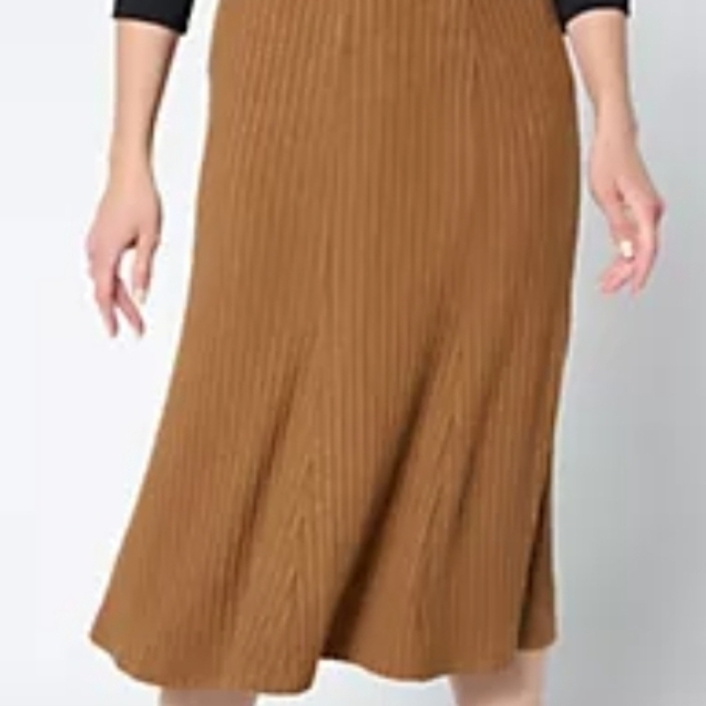 Brown Ribbed Knit Skirt Pre Owned Excellent Condition